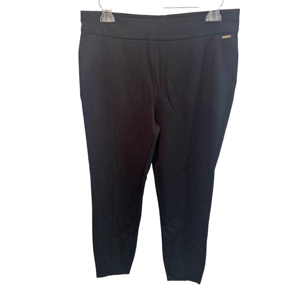 Ivanka Trump Womens Black Cheshire Pull On Stretch Dress Pants L NEW